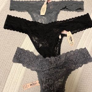 Three pairs of NWT Victoria’s Secret lace thongs